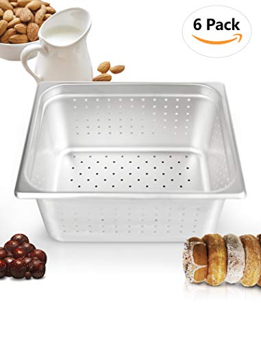 Steam Table Pan Half Size Perforated 6" Deep, Stainless Steel Hotel Pan ATOSA A2126 6 Pieces Set Buffet Food Pans Pack of 6 - Thumbnail 7