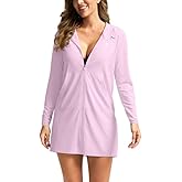 Women's UPF 50+ Swim Cover Up Sun Protection Hoodie Long Jacket SPF Lightweight Beach Cover Ups for Women