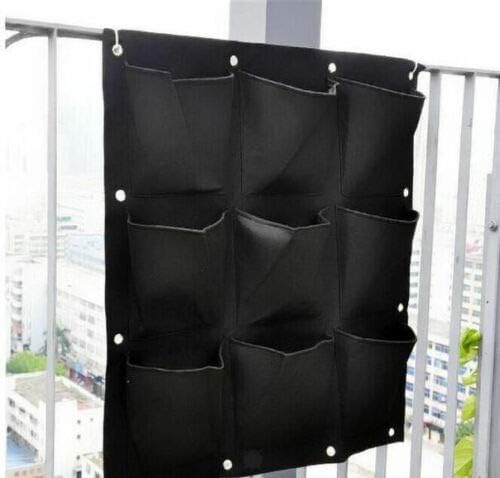EDQZ Grow Bags for Vegetables, 9-Pockets Vertical Hanging Wall Planter Bag Growbag Fruit Flowers Garden Decor