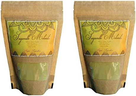 SUGANDH MEHNDI Double Sifted Filtered Rajasthani Henna Powder for Body Art & Hair Conditioning with Herbal Mixture (100g x2) - Pack of 2