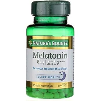 Natures Bounty Melatonin 5 mg Super Strength- 90 Softgels, Pack of 6