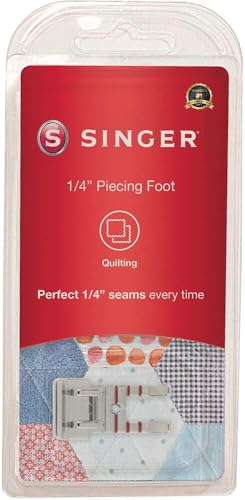 SINGER 1/4 Inch Piecing Presser Foot | Ensures Precision Seam Allowances for Quilting, Crafting & Apparel Making | Compatible with Low-Shank Sewing Machines