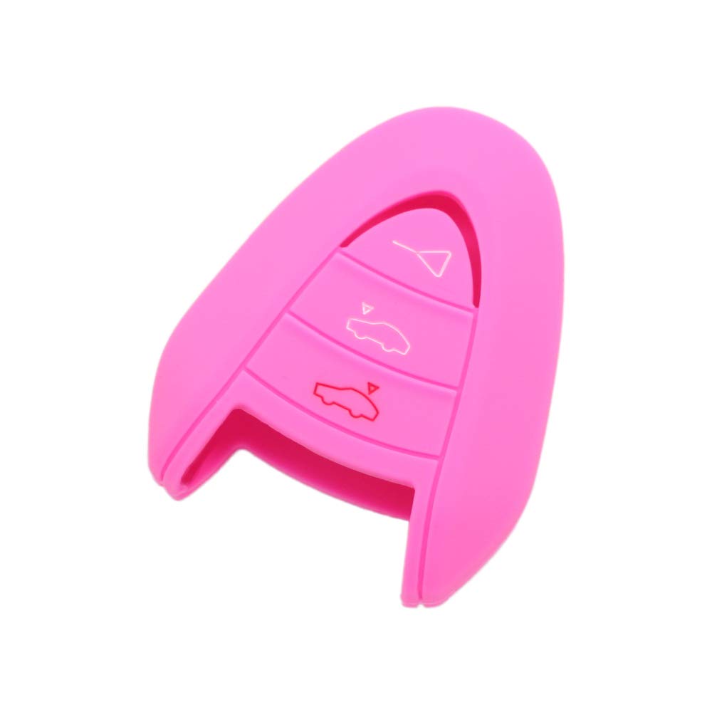 BROVACS Silicone Cover Protector Case Holder Skin Jacket Compatible with PORSCHE 3 Button Remote Key Fob CV9920 Pink