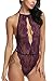 Avidlove Women Sexy Lingerie Teddy One Piece Lace Babydoll Mini Bodysuit Sleepwear Purple X-Large