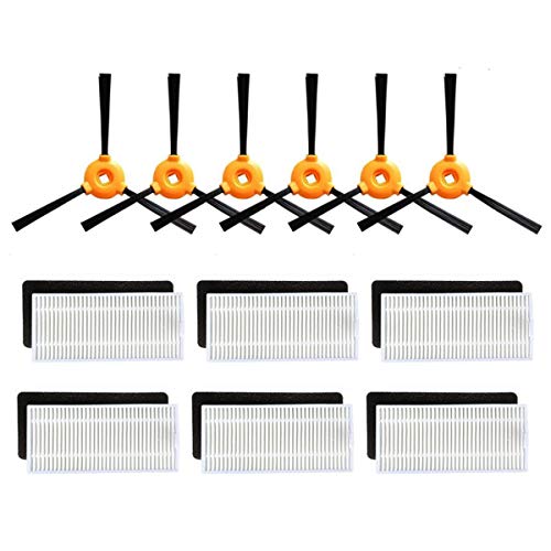 Aunifun Replacement Parts for Ecovacs DEEBOT N79 Deebot N79S Robotic Vacuum Cleaner(6 Pcs of Filters & 6 Pcs of Sponges & 6 Pcs Side Brush)