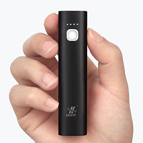 Mini 3400mAh Portable Power Bank, iXCC (3rd Generation) Lipstick-Sized Charger Compact Aluminum External Battery for iPhone, Galaxy and More - Black