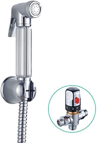 Fannybuy Handheld Bidet Sprayer for Toilet Chrome Toilet Bidet Sprayer Set (Thermostatic(Open installation))