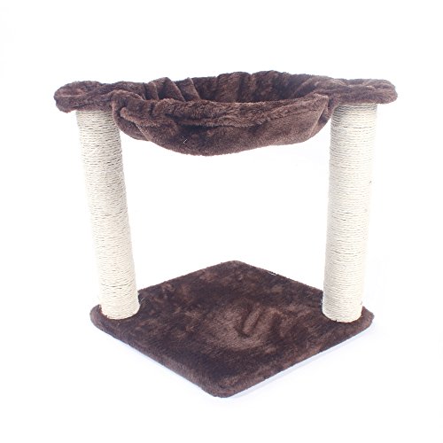 DAMEING 16Inch Pet Cat Tree Cat Scratching Post and Hammock Cat Tree Tower for Climbing Relaxing and Playing Plush Cat Furniture Bed for Cats & Kittens