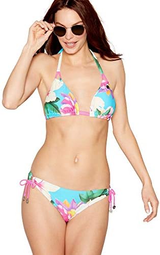 Mantaray Multi-Coloured Floral Print 'Hibi' Halterneck Bikini Top