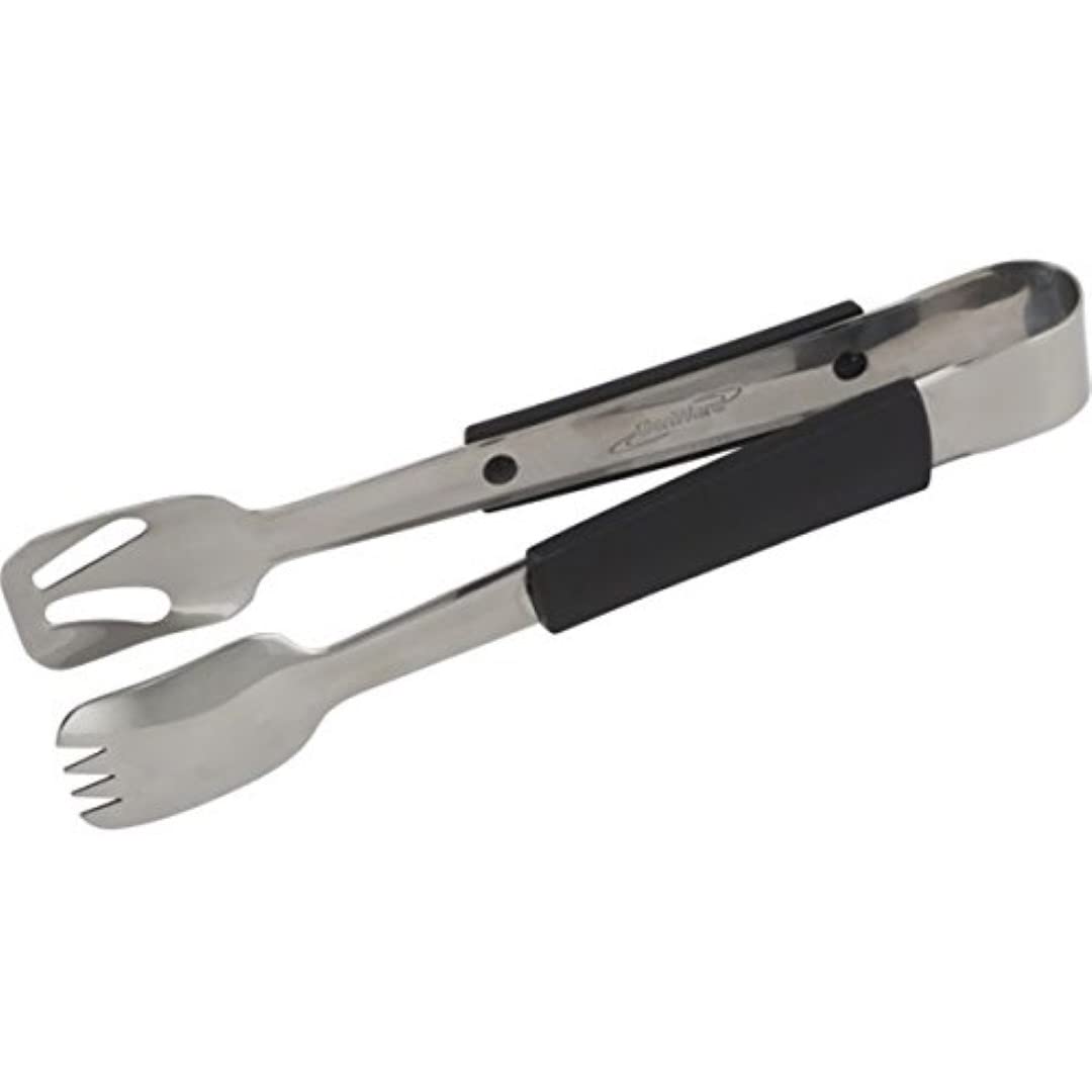 Genware NEV-577-08 Buffet Tongs with Plastic Handle, Black