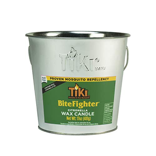 Tiki Brand 1418014 17 oz. BiteFighter Galvanized Citronella Wax Candle Metal Bucket Silver Torch, 5.00