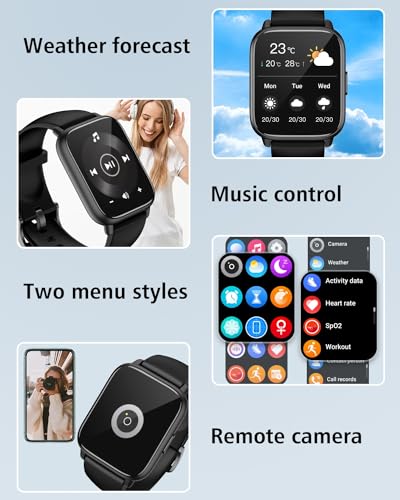RUIMEN Smartwatch with Calls, Smart Watch Receive Call and Voice Assistant, Smartwatch Woman Man with Pedometer Blood Oxygen Waterproof IP68 100+ Sports Modes Activity Bracelet