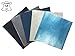 Blue Leather Fabric for Crafts: 4 Sheepskin Sheets of Blue with Silver Leather Hides 5x5In/12x12cm