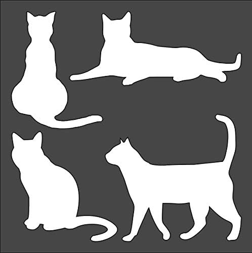 Cat Logo Stencil Reusable Sturdy Flexible Clear Plastic 1-5.5x5.5 in Arts and Crafts Material Scrapbooking for Airbrush Painting Drawing