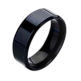 Wintefei Fashion Simple Unisex Lovers Stainless Steel Mirror Finger Rings Jewelry Gifts - Black US 12