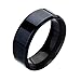 Wintefei Fashion Simple Unisex Lovers Stainless Steel Mirror Finger Rings Jewelry Gifts - Black US 12