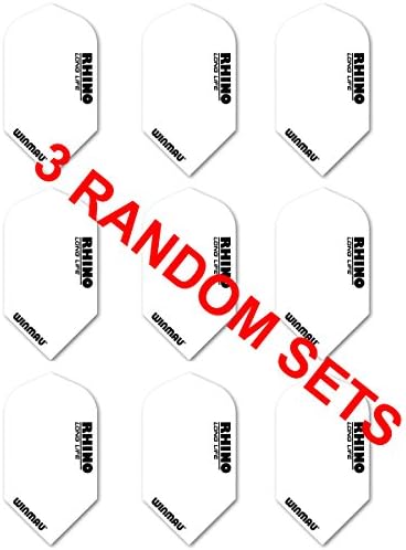 Winmau Rhino Long Life Speed Slim Extra Thick Dart Flights (3 Sets of 3 - 9 Flights) (Random)