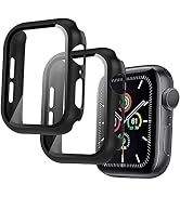 Amazon.com: Arae Funda de reloj compatible con Apple Watch Series 6 5 4 SE  de 1.575 in para mujeres y hombres con protector de pantalla de vidrio  templado, color negro : Celulares y Accesorios