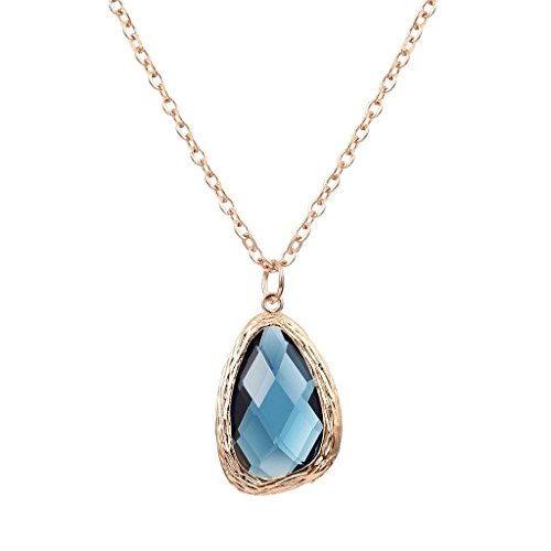 Women Charming Gold Chain Necklace Blue Geometry Pendant Necklace Statement