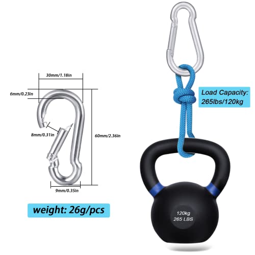 chfine 20 Pack Spring Snap Hook, 2.36inch M6 Galvanized Steel Carabiner Clip, Silver Heavy Duty Small Quick Link Clamp Keychain Clip for Camping Fishing Hiking Traveling Gym Hammock Swing Dog Leash