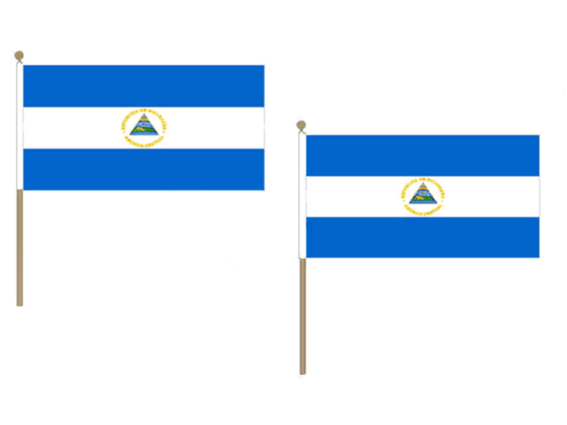 AZ FLAG Nicaragua Flag 12'' x 18'' wood stick - Nicaraguan flags 30 x 45 cm - Banner 12x18 in with pole