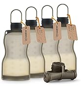 haakaa Silicone Milk Storage Bag(9 oz,5pk)- Reusable Breastmilk Freezer Bags for Breastfeeding,Br...