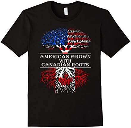 Mens American Grown With Canadian Roots T-shirt XL Black