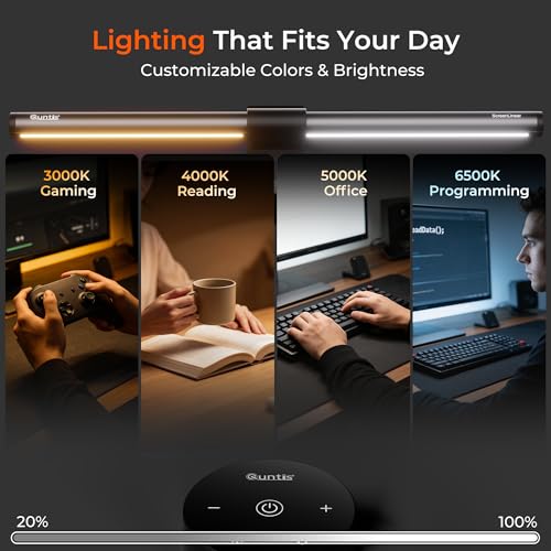 Quntis 40 cm PC Screen Lamp with Remote Control 76 LEDs, Suitable for Curved Screens, Adjustable Brightness and Temperature, Monitor Light Bar Anti-Blue Light Bar for Office Reading Gaming