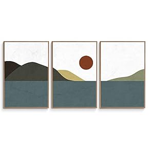 3 Piece Framed Canvas Wall Art Abstract Mountain Canvas Prints Home Artwork Decoration for Living Room,Bedroom - 16"x24"x3 Panels