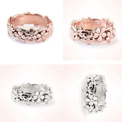 Ikevan Fashionable Wedding Ring Plum Blossom Ring Flower Ring Finger Accessories (Size 5#, Rose Gold) - Thumbnail 3