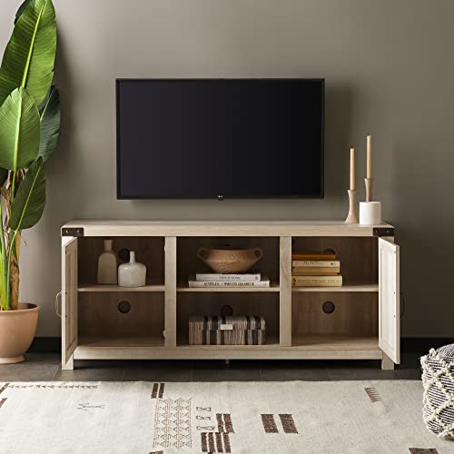 Walker Edison Modern Farmhouse Double Barn Door TV Stand for