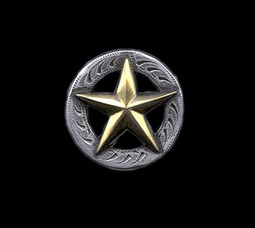 Western Decor Antique Silver Gold Star 1 1/8" Conchos 6
