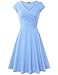 Lotusmile Elegant Dresses, Womens Casual Dress A Line Cap Sleeve V Neck (Small, SkyBlue)