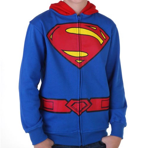 Superman Costume Sweatshirt Hoodie - Toddler & Kids Youth Size With Cape