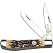 Elk Ridge - Outdoors Manual Folding Knife - 2.75 in Mirror Finish Trapper Blade, Simulated Bone Handle with Elk Medallion, Gentleman's Knife - ER-220MIS