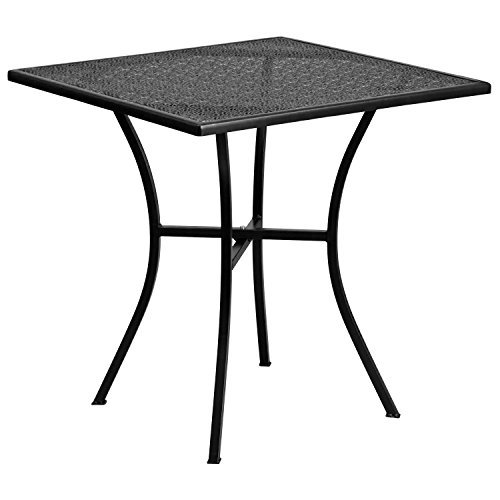 Flash Furniture 28” Square Black Indoor-Outdoor Steel Patio Table
