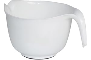 GLAD Mixing Bowl with Handle – 3 Quart | Heavy Duty Plastic with Pour Spout and Non-Slip Base | Dishwasher Safe Kitchen Supplies for Cooking and Baking, White