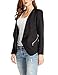 GRAPENT Women's Open Front Draped Asymmetric Side Zip Business Blazer Jacket