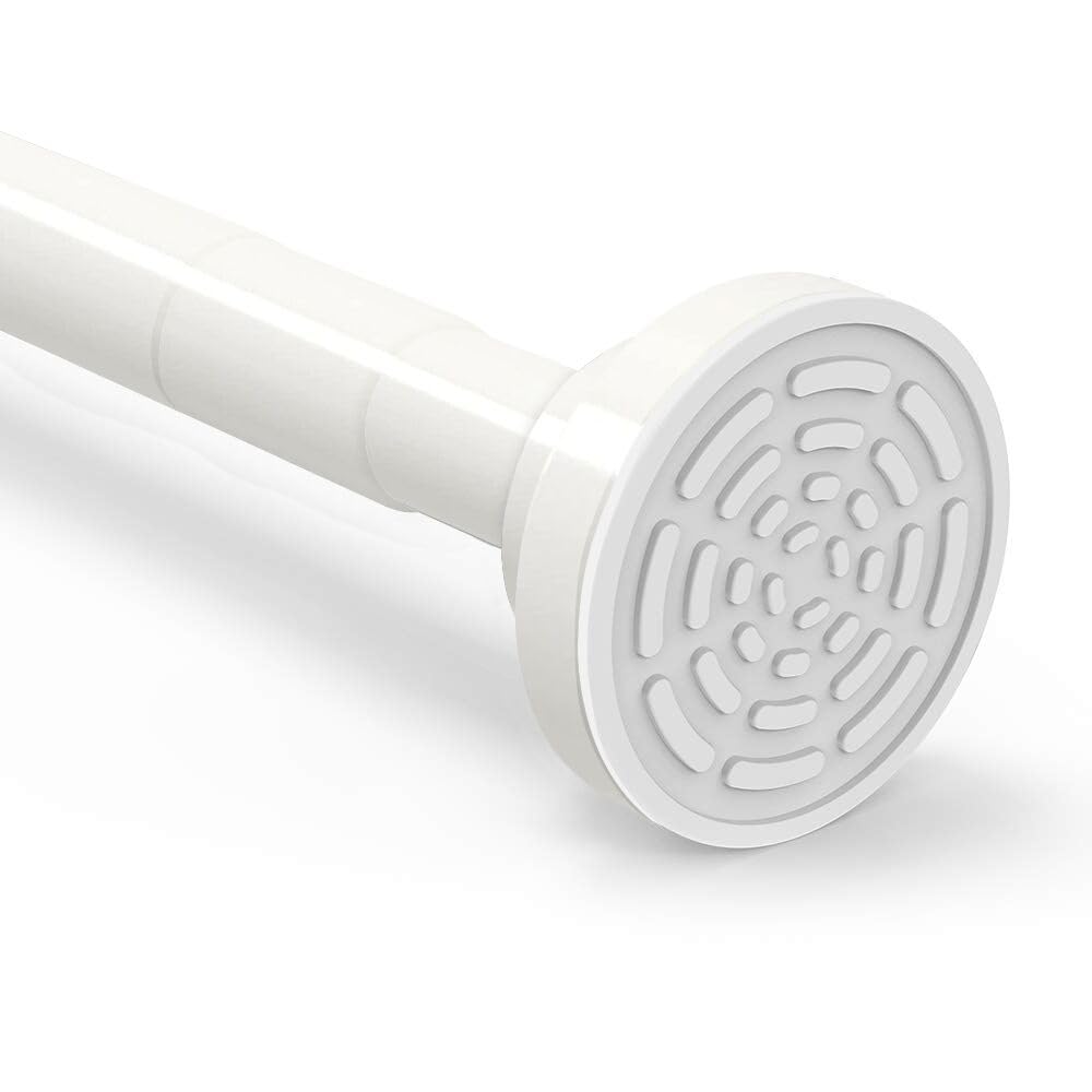 Shower Curtain Rod Extendable 120-215cm/47-82inch, Non-Slip, Never Rust, Tension Curtain Rod, No Drilling,304 Stainless Steel, Never Collapse,for Bathroom,Kitchen, Garderobe, (White)