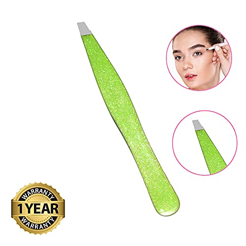 Tweezers for eyebrow pulling improved tip - professional eyebrow tweezers with non-slip coating - hair removal tweezers