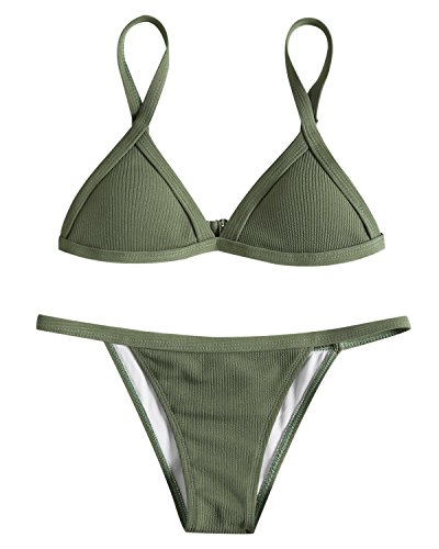 ZAFUL Women Sexy Brazilian Bikini 2 Piece Spaghetti Strap Top Thong Swimsuit Bathing Suit