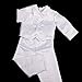 Dressy Daisy Baby Boys Baptism Christening Clothing Outfit White Satin Suit 4 Piece Set with Bonnet Size 6-12 Months Long Sleeve