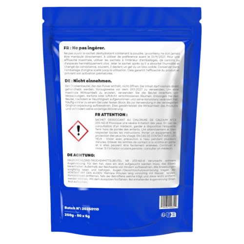 50 x 5 g | Wardrobe Moisture Absorber Bags 10 x More Silica Absorbent Gel Sachets – Silica Gel | Dehumidifier Wardrobe Anti-Mould | Moisture Bags | Anti-Mould for Wardrobe and Clothes