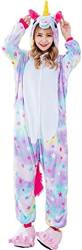 wonsain Adults Unicorn Pajamas Animal Cosplay Costume Party Wear Flannel Sleepwear Onesie Pajamas for Women Men