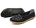 KEESKY Womens Ladies Leather Casual Cut Out Loafers Flat Slip-on Shoes Black Size 9.5