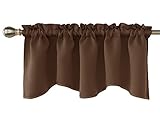 Deconovo Window Dressing Rod Pocket Curtains Blackout Curtains Blackout Drapes Scalloped Valance for Kitchen 42 X 18 Inch Brown 1 Drape