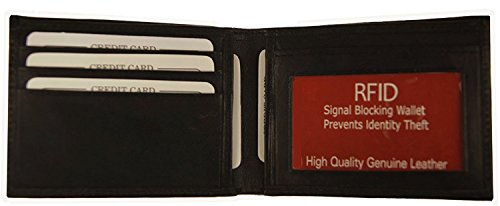 RFID Improving Lifestyles Mens Leather Wallet Bifold Black SUNRFID1110BK