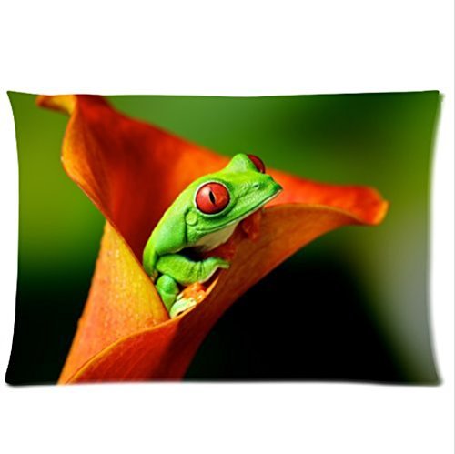Personalized cute red eye tree frog pattern soft Satin pillowcase,Zipper pillow cases 20"(W)x30"(L) twin sides