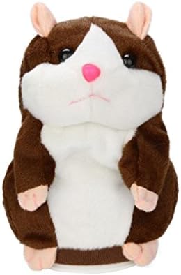 Talking Hamster-Repeats What You Say electronical Plush Animal Toy, Cute Speak Talking Sound Record Hamster Educational Toy for Kids Birthday Christmas Gift (Coffee)