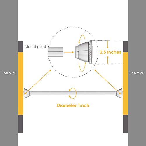 Shower Curtain Rod Tension Curtain Rod Non Slip No Rust No Drilling Never Collapse 42-72 inches (Chrome)